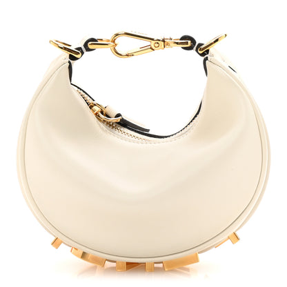 Fendi Vitello Grace Matte Nano Fendigraphy Hobo Charm White Ice 1 of 8