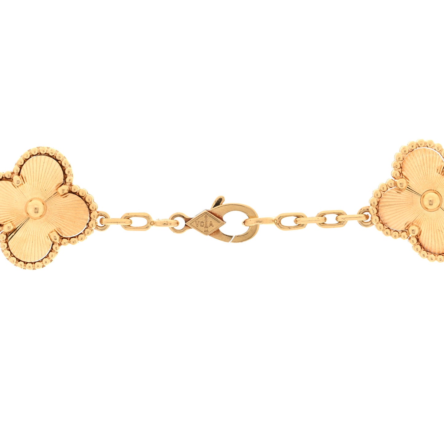 18K Yellow Gold 10 Motifs Guilloche Vintage Alhambra Necklace