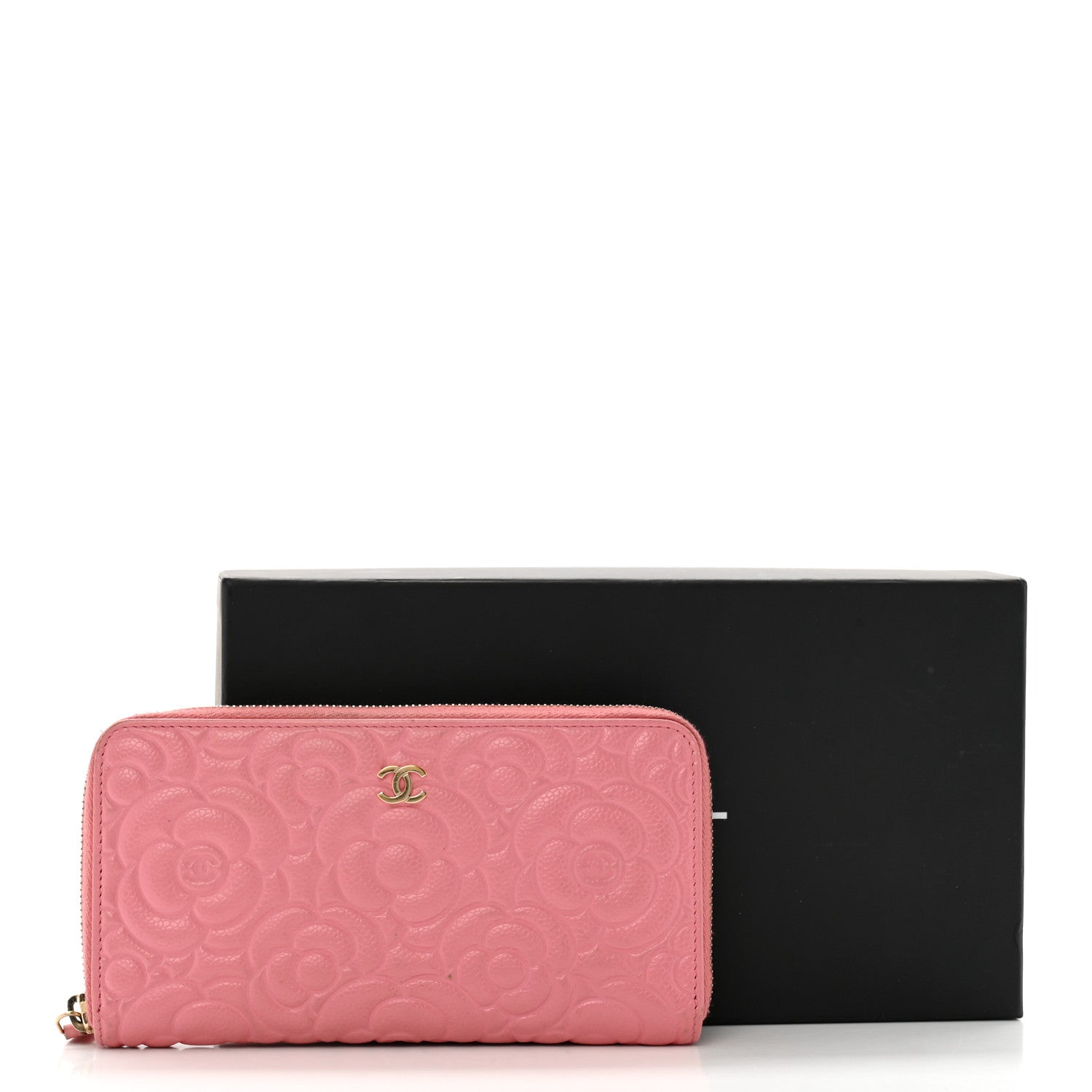 Chanel Caviar Camellia Embossed Zip Around Large Gusset Wallet Pink 13 of 13