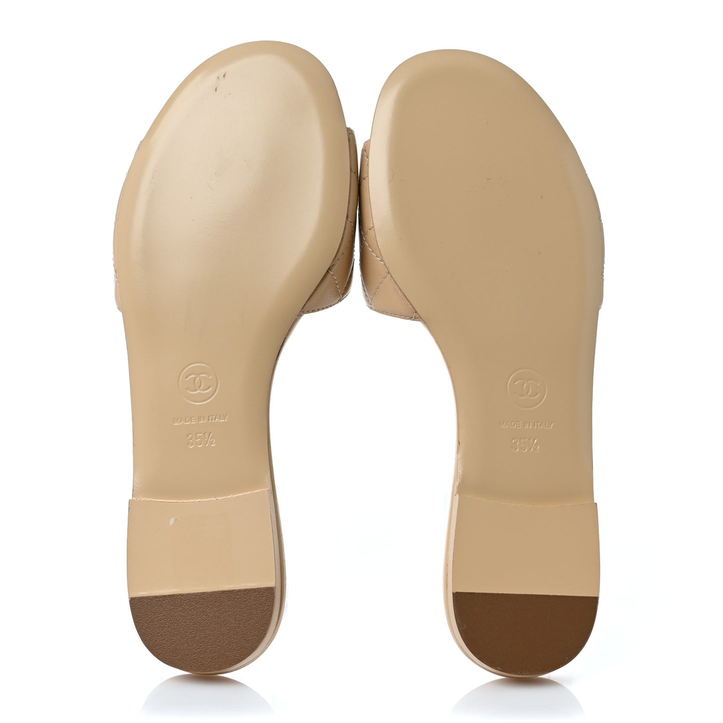 Lambskin Quilted CC Turnlock Sandals 35.5 Beige