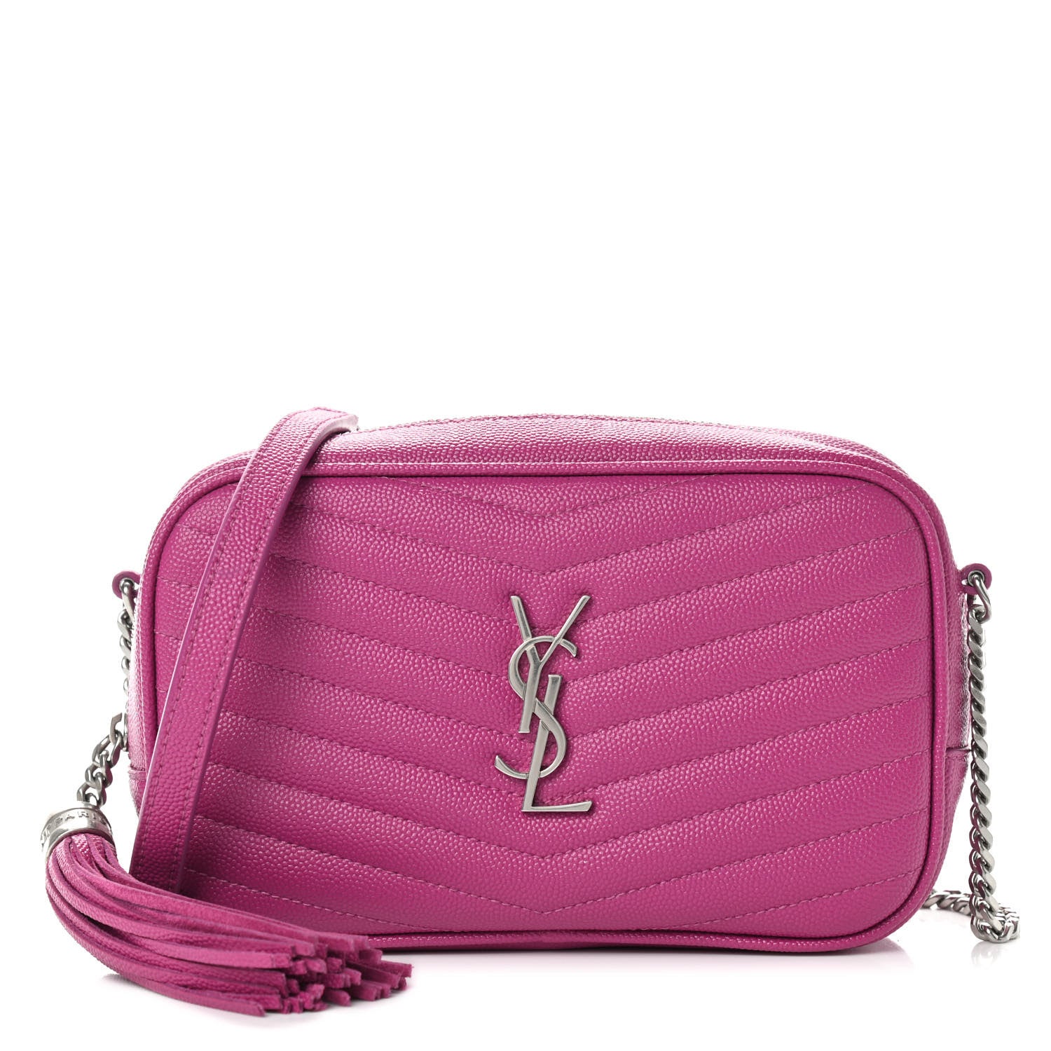 Saint Laurent Grain De Poudre Matelasse Monogram Mini Lou Camera Bag Bright Pink 1 of 8