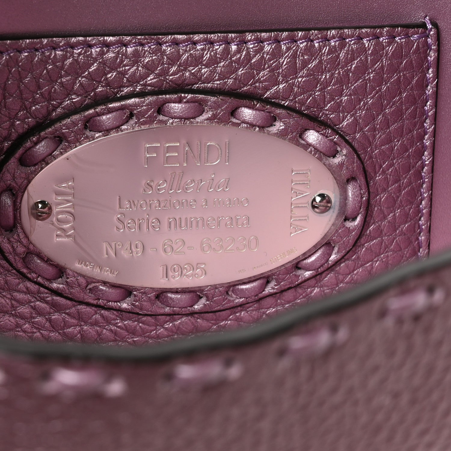 Fendi Metallic Cuoio Roma Sellerissima Nappa Sintetica Tape Stitch Mini Baguette Rosa Placca Argento 6 of 10