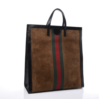 Gucci Suede Patent Web Ophidia Vertical Tote Nocciola Black 2 of 11