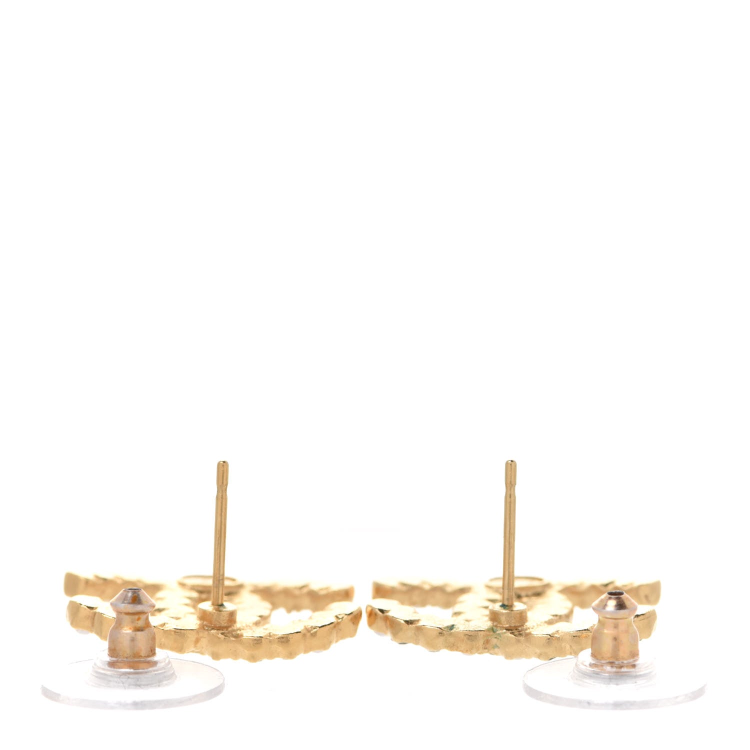 Chanel Resin Pearl Crystal CC Earrings Gold Black 3 of 5