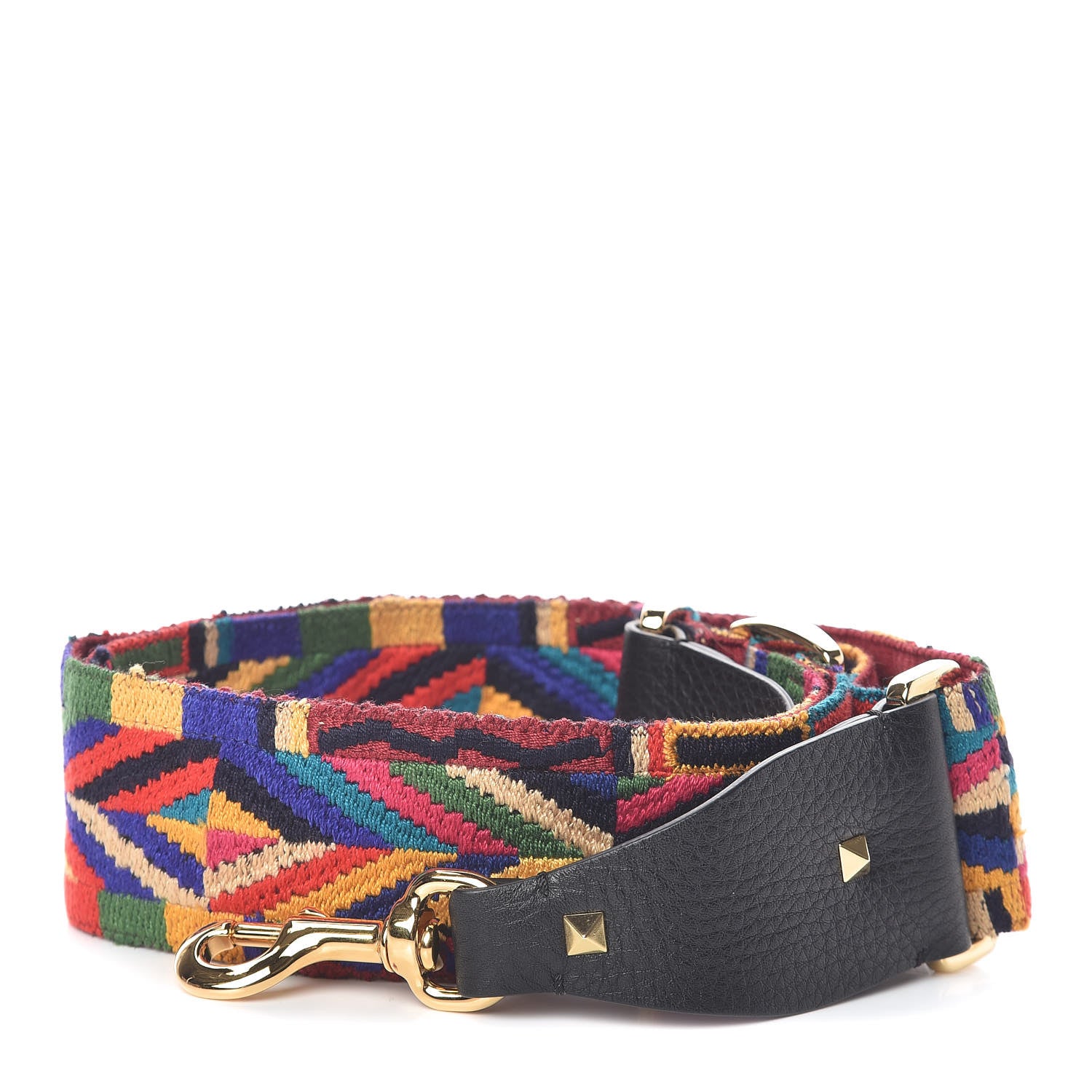 Valentino Garavani Canvas Native Couture 1975 Embroidered Rockstud Guitar Strap Multicolor 1 of 3