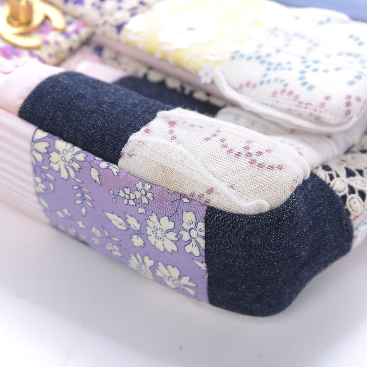 Fabric Patchwork Medium Flap Bag Pink