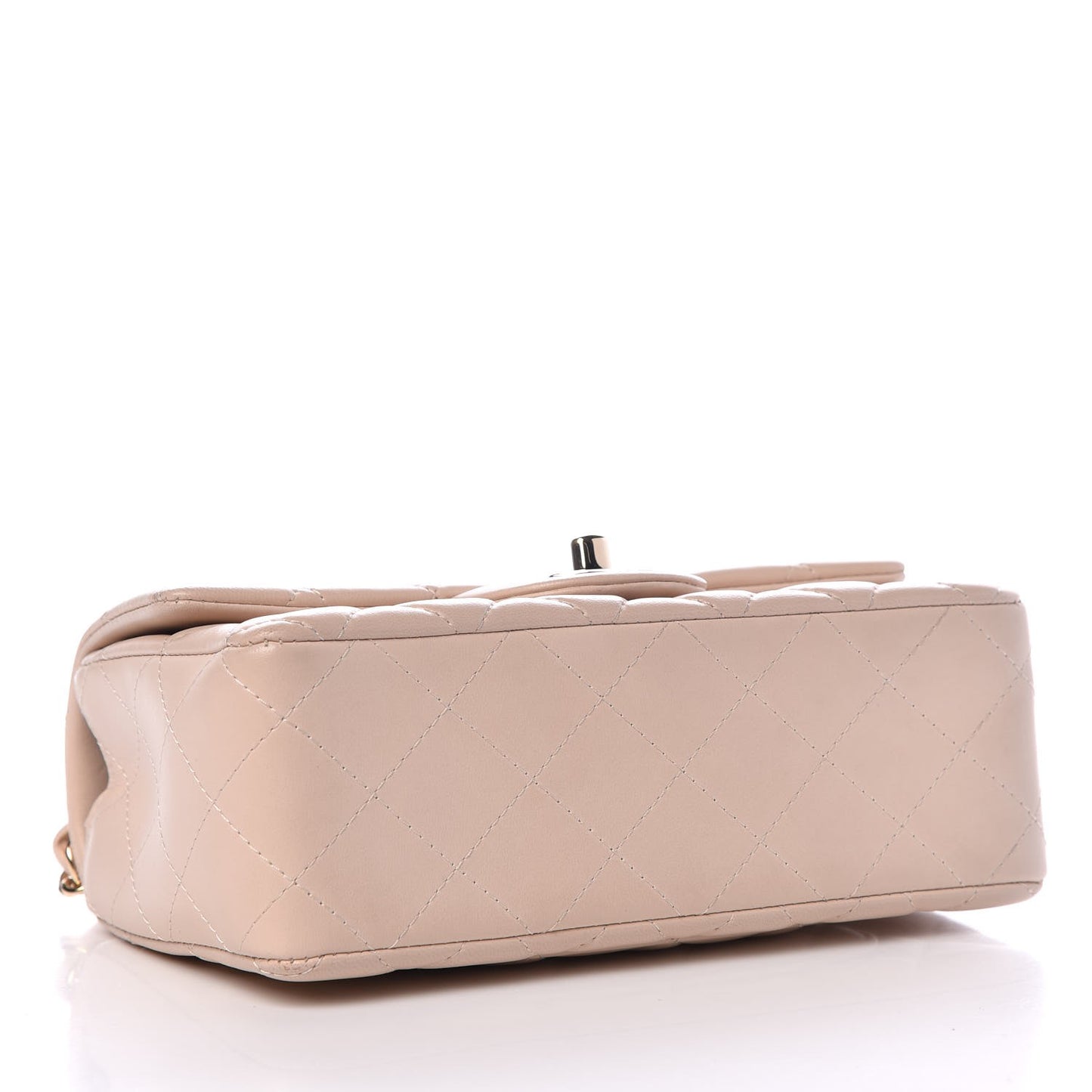 Lambskin Quilted Mini Rectangular Flap Light Beige
