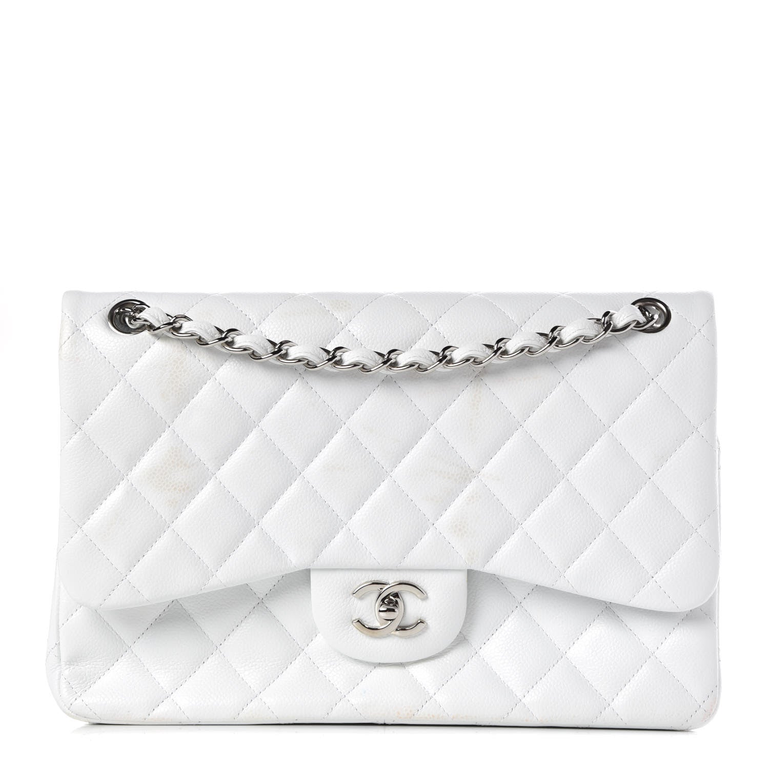 Chanel Caviar Quilted Jumbo Double Flap White 1 of 15