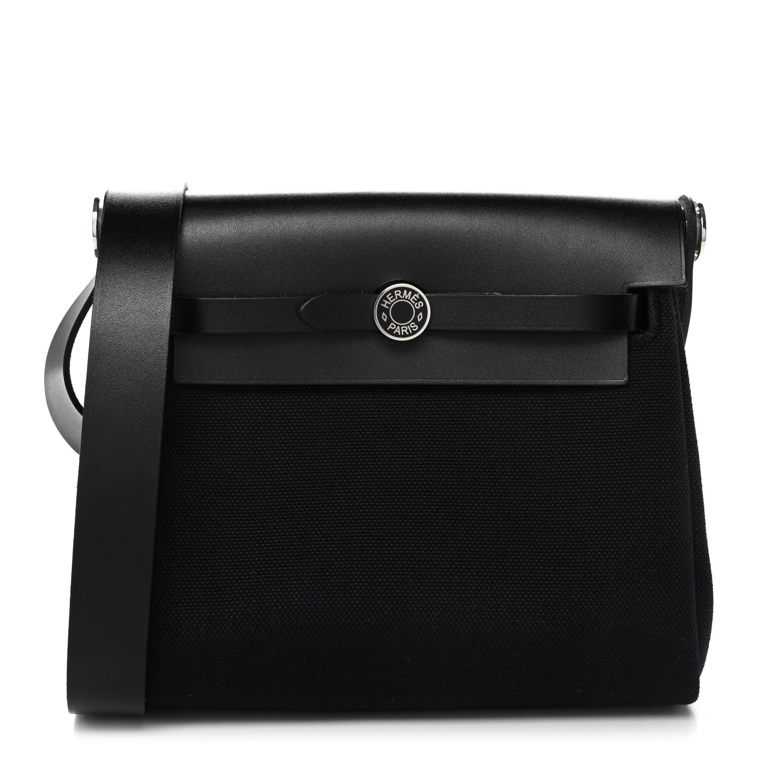 Hermes Military Toile Vache Hunter Laque Herbag Zip Retourne 20 Black 1 of 10