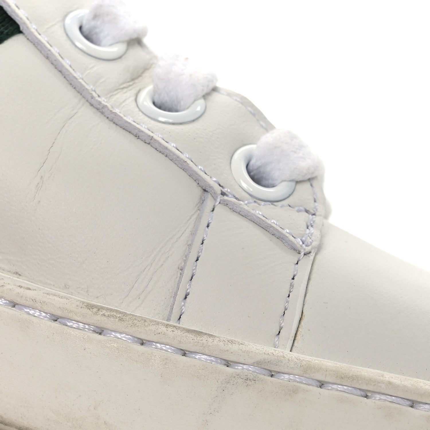Gucci Calfskin Crocodile Web Womens Ace Sneakers 36 White Green 13 of 14