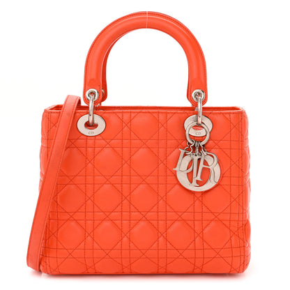 Christian Dior Lambskin Cannage Medium Lady Dior Orange 1 of 18