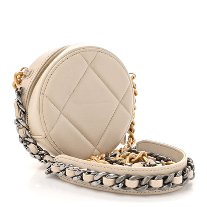 Chanel Lambskin Quilted Chanel 19 Round Clutch With Chain Beige 4 of 12
