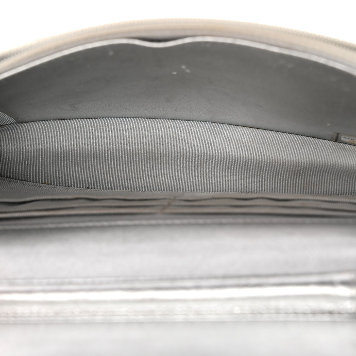 Metallic Lambskin Quilted Wallet On Chain WOC Silver Gold