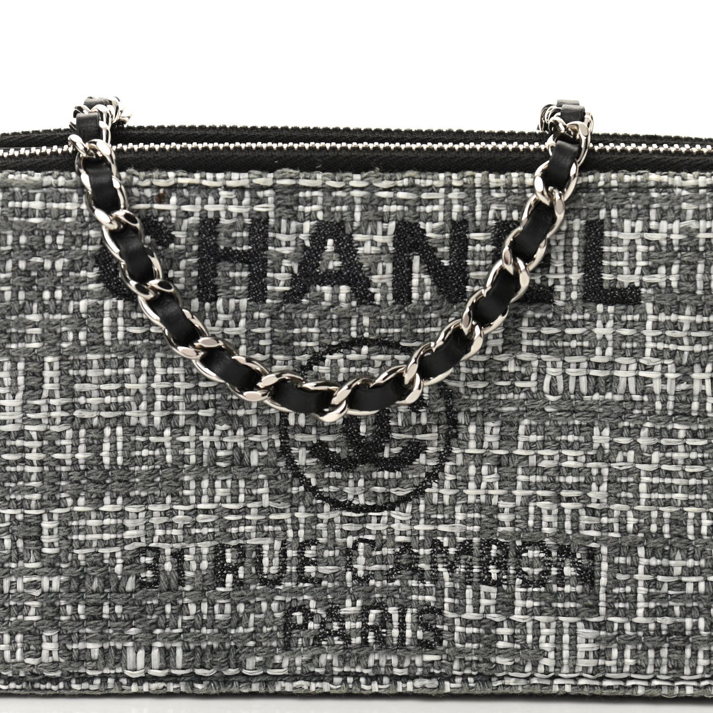 Canvas Small Deauville Clutch With Chain Charcoal