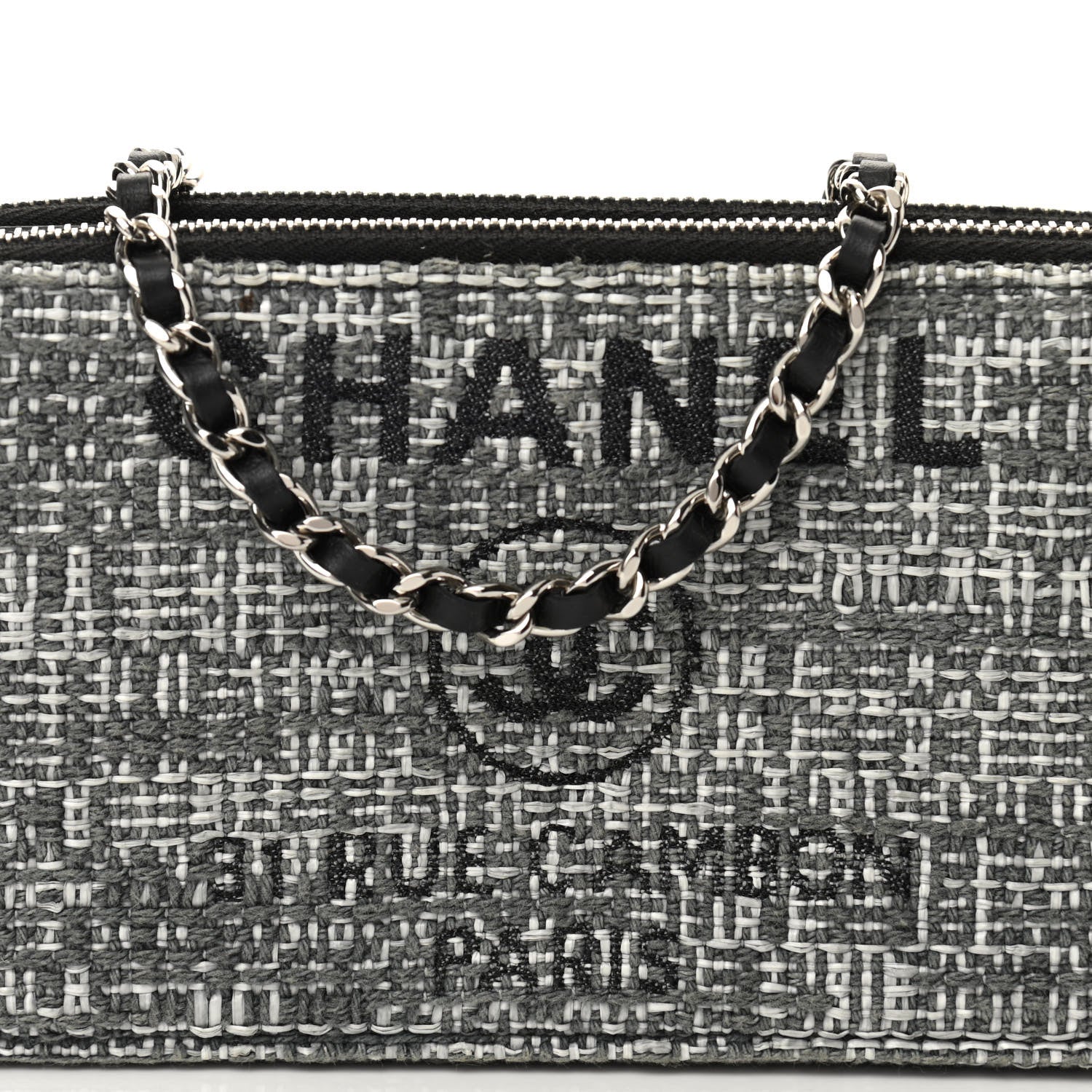 Chanel Canvas Small Deauville Clutch With Chain Charcoal 8 of 10