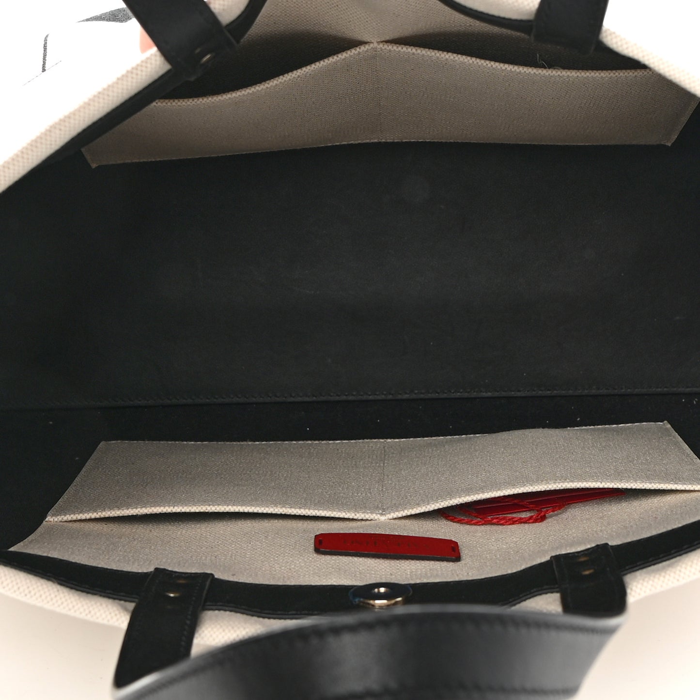 Canvas Calfskin VLTN Print Small Rockstud Tote Naturale Black