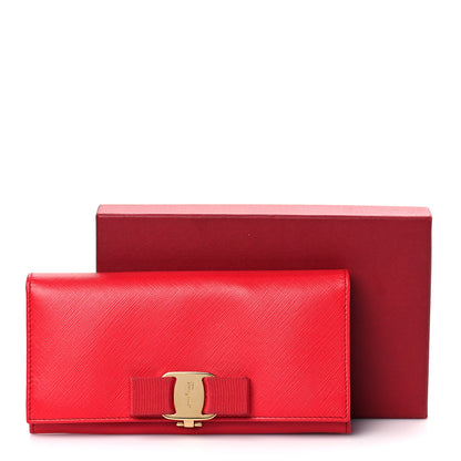 Salvatore Ferragamo Printed Calfskin Vara Bow Continental Wallet Red 13 of 13