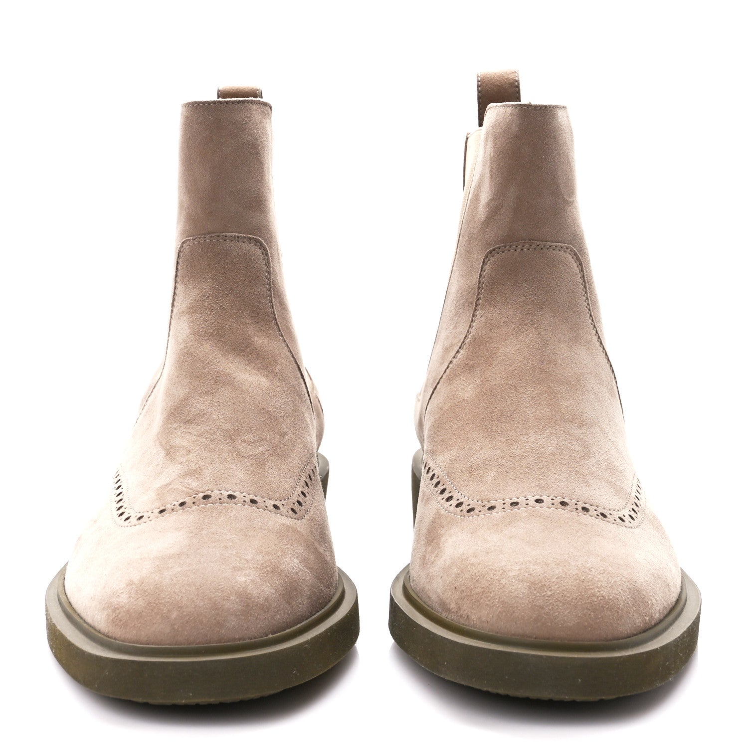 Hermes Suede Goatskin Mens Ebony Chelsea Ankle Boots 42 Beige 2 of 9