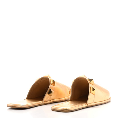 Valentino Garavani Metallic Nappa Roman Stud Slippers 38.5 Antique Brass 8 of 20