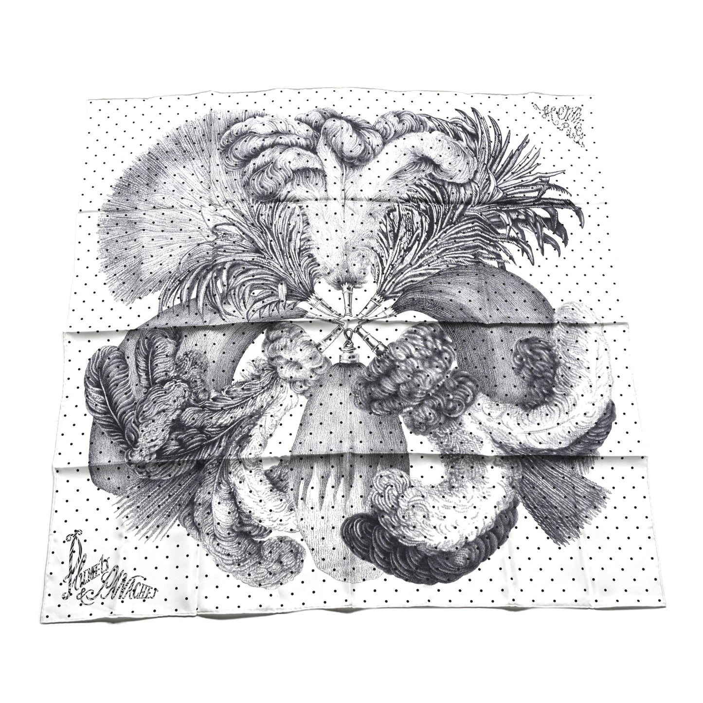 Silk Plumets Et Panaches Scarf 90 White Black Anthracite