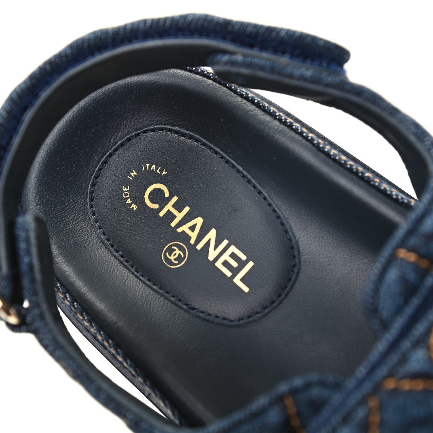 Chanel Denim Velcro Dad Sandals 40 Blue 8 of 11