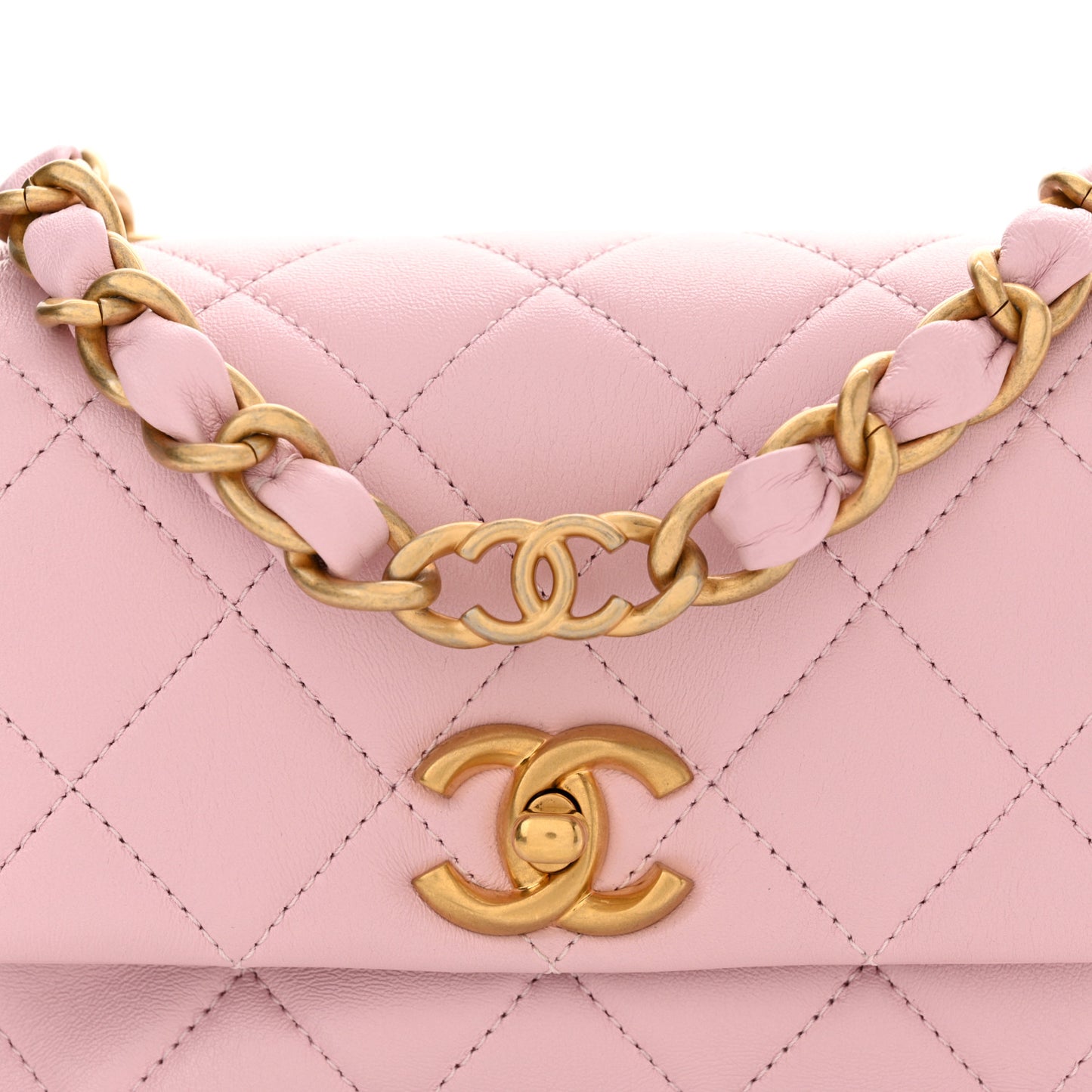 Lambskin Quilted Mini Flap Light Pink