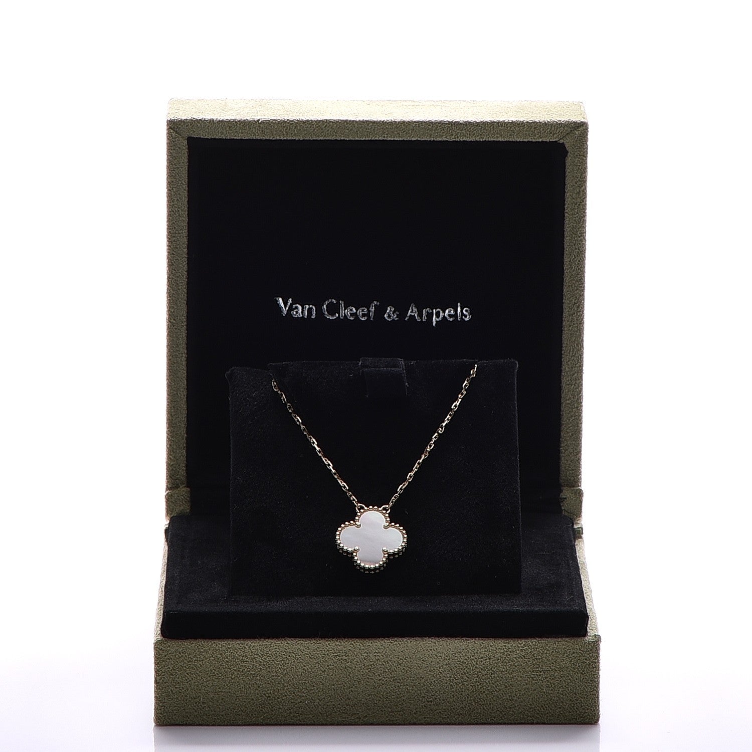 Van Cleef & Arpels 18K Yellow Gold Mother of Pearl Vintage Alhambra Pendant Necklace 9 of 9