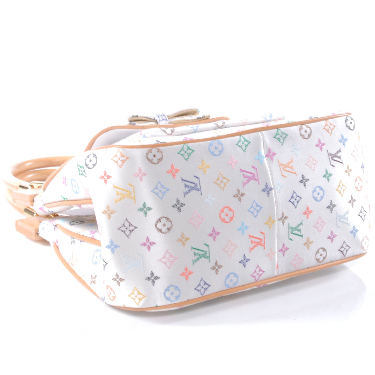 Silk Satin Monogram Multicolor Abelia White