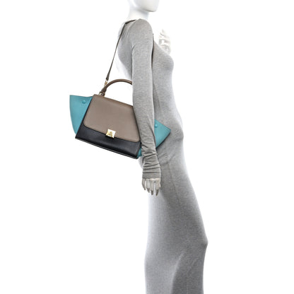 Celine Smooth Calfskin Nubuck Small Tri-Color Trapeze Taupe 2 of 8