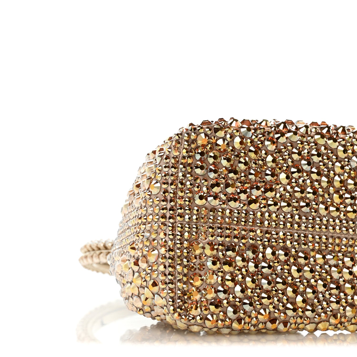Jimmy Choo Satin Hotfix Crystal Embellished Bon Bon Bucket Bag Gold Silver 10 of 12
