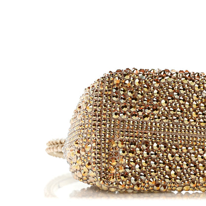 Jimmy Choo Satin Hotfix Crystal Embellished Bon Bon Bucket Bag Gold Silver 10 of 12