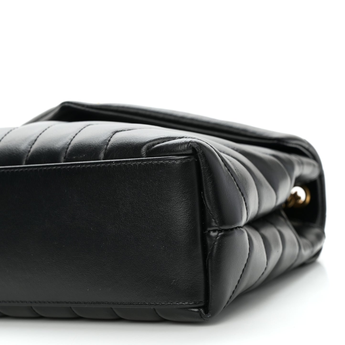 Calfskin Y Quilted Monogram Small Loulou Chain Satchel Black