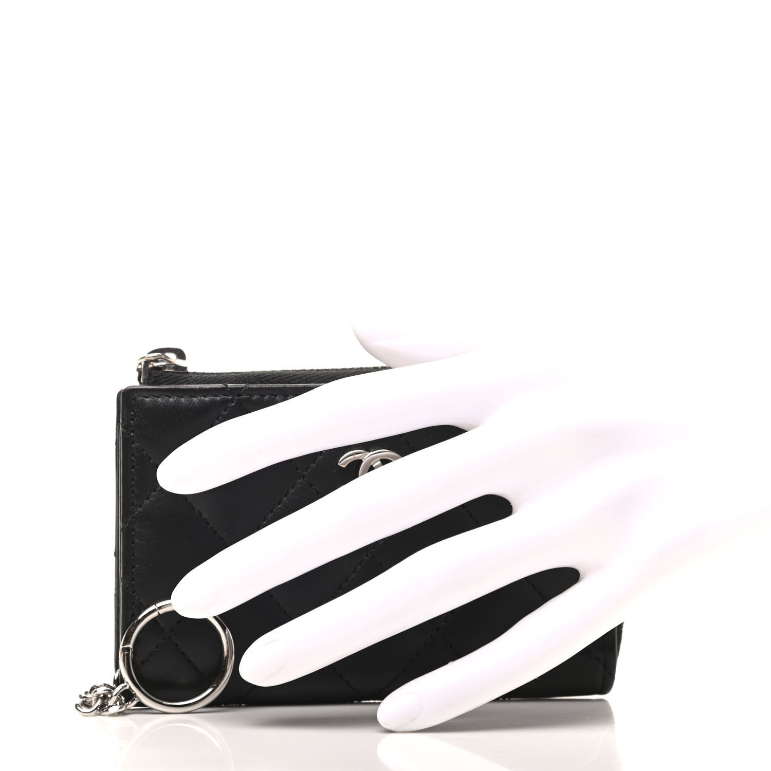 Chanel Lambskin Quilted Key Holder Case Black 2 of 9