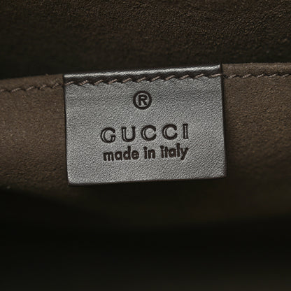 Gucci GG Supreme Monogram Selleria Calfskin Web New Web Cosmetic Case Beige Ebony Cocoa 6 of 7