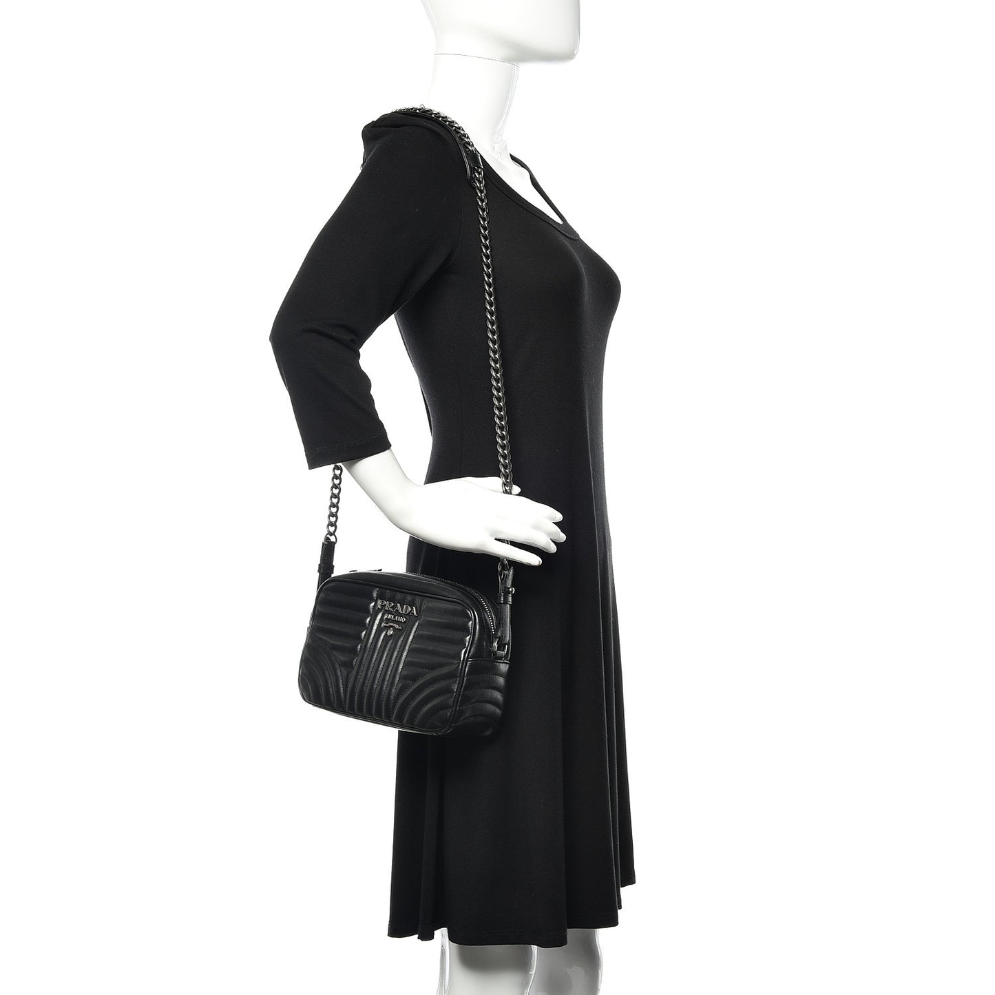 Soft Calfskin Diagramme Crossbody Bag Black