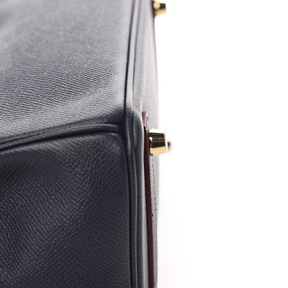 Hermes Epsom Contour Birkin 25 Bleu Indigo Rouge H 29 of 34
