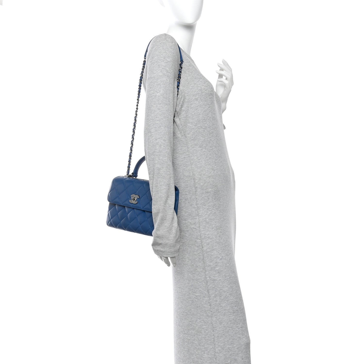 Chanel Lambskin Quilted Small Trendy CC Flap Dual Handle Bag Blue 2 of 15