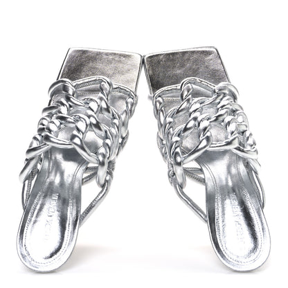Bottega Veneta Reflection Weave Stretch Sandals 39 Silver 2 of 9
