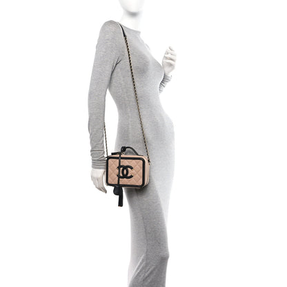 Chanel Caviar Quilted Small CC Filigree Vanity Case Beige Black 2 of 10