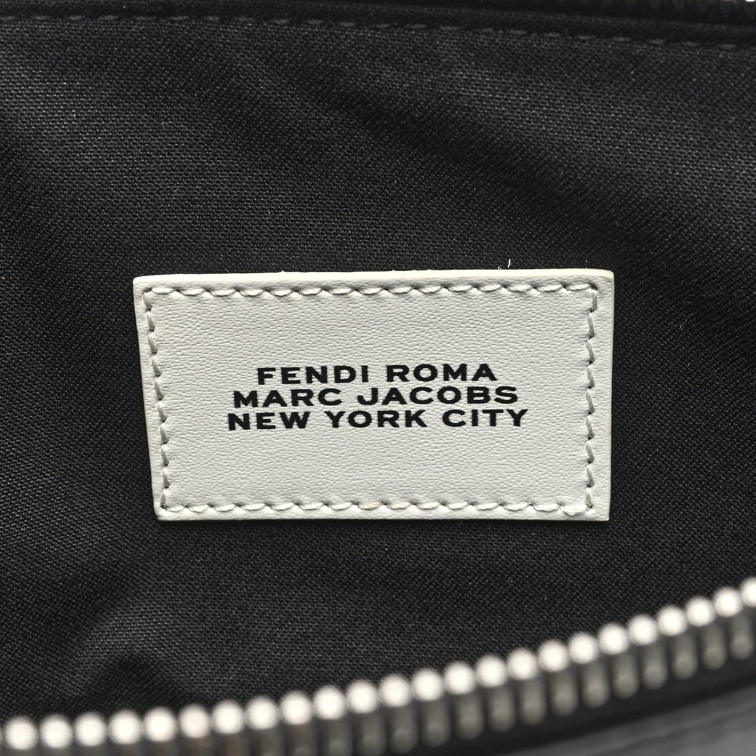 Fendi X MARC JACOBS Vitello King Logo Print Large Flat Pouch Black White 6 of 6