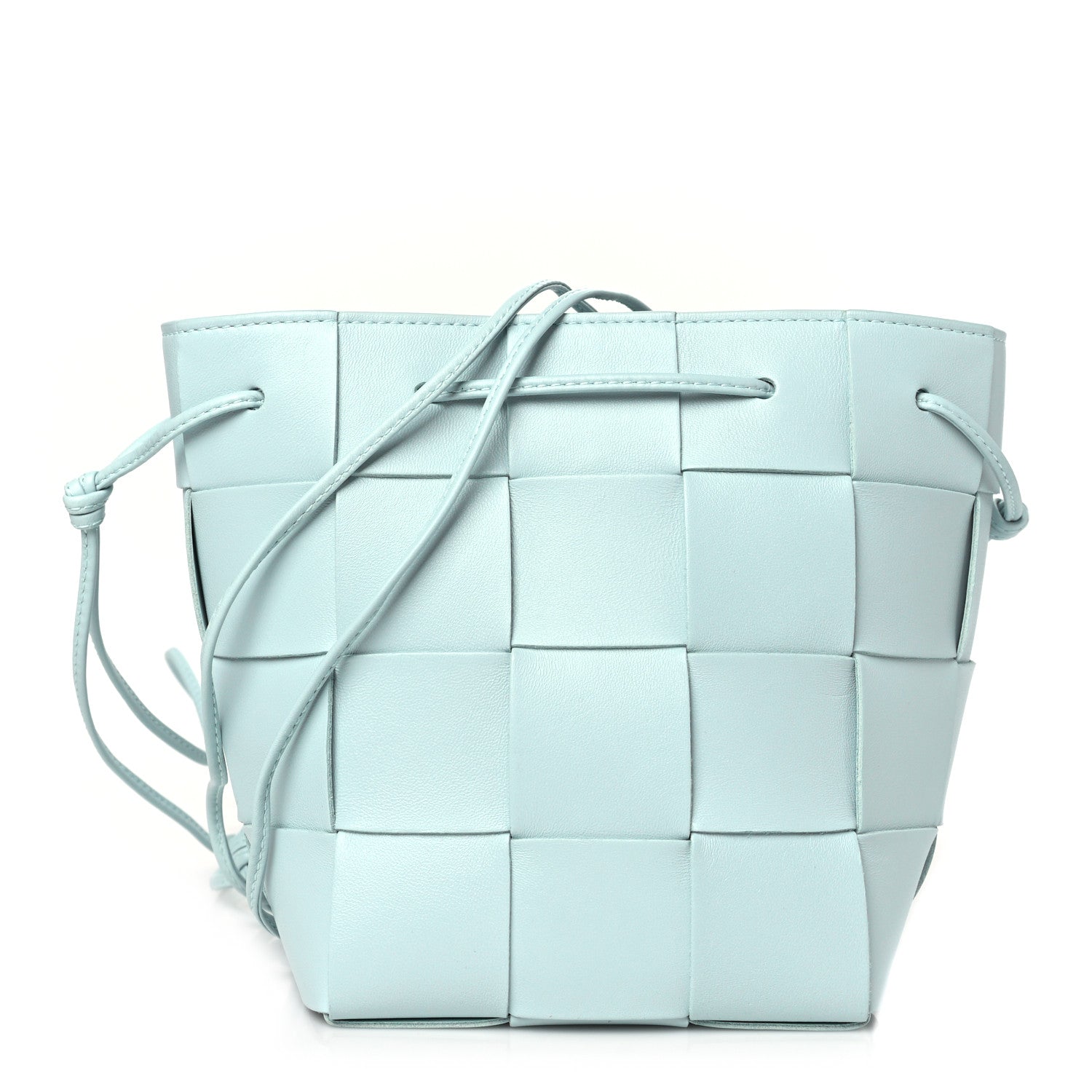 Bottega Veneta Nappa Maxi Intrecciato Small Cassette Bucket Bag Teal Washed 1 of 9