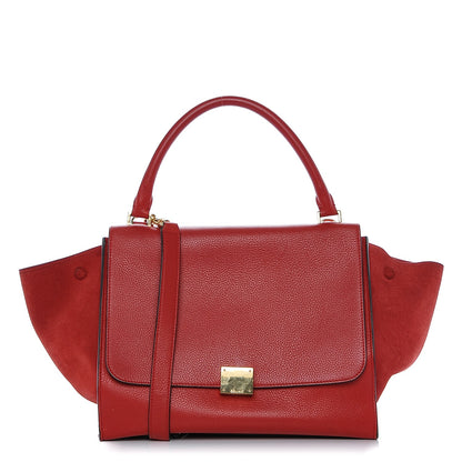 Celine Drummed Calfskin Suede Medium Trapeze Vermillion 1 of 6