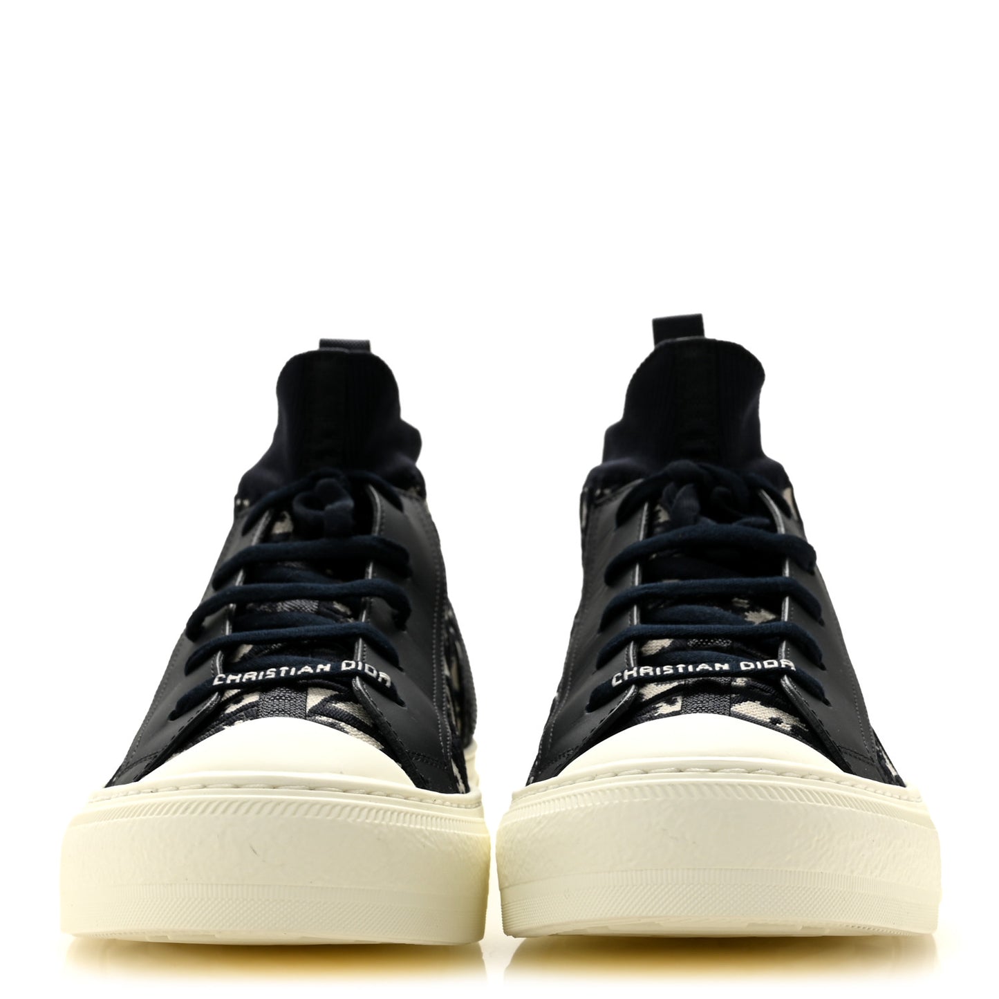 Technical Knit Calfskin Oblique Womens Walk'n Dior Mid Top Sneakers 41 Deep Blue