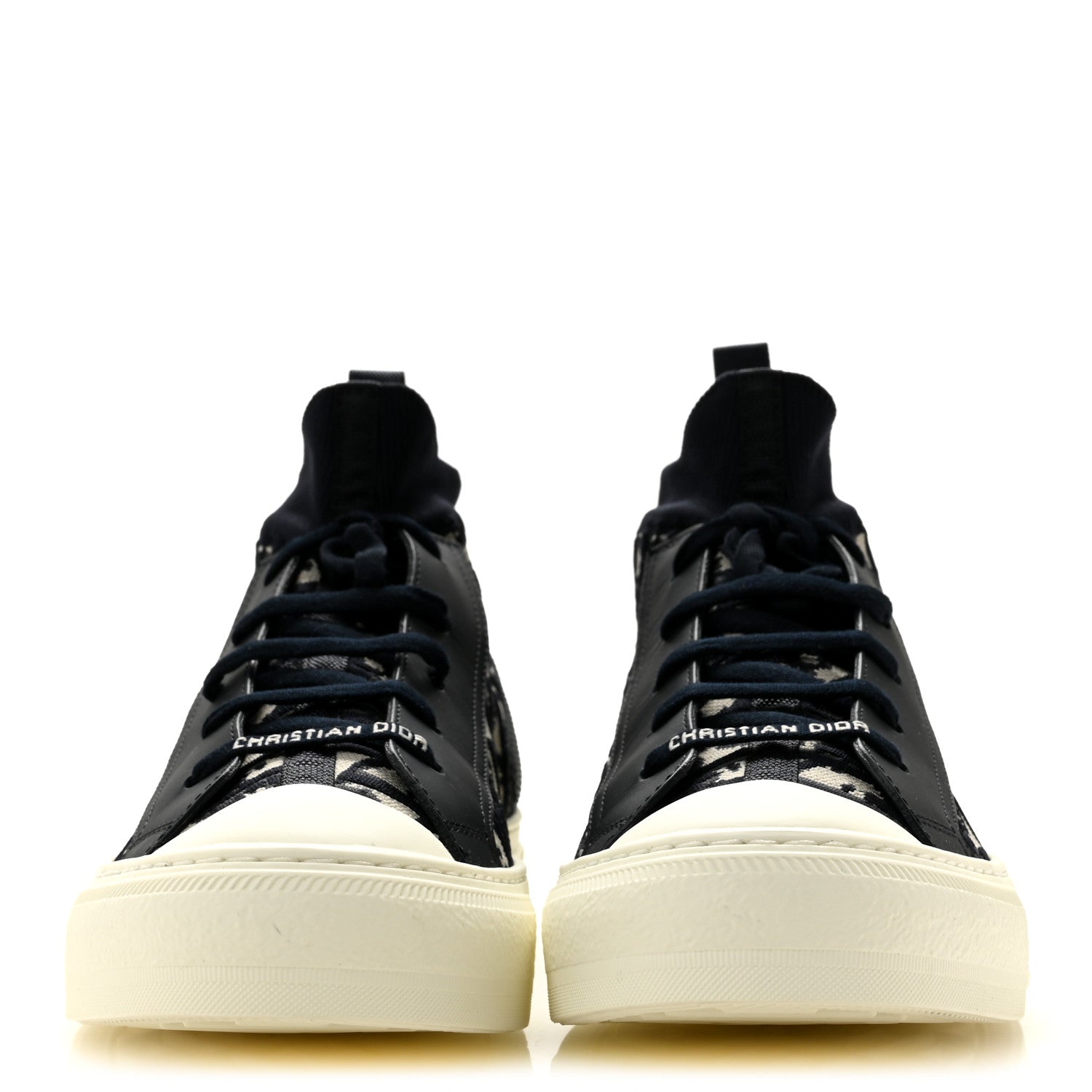 Christian Dior Technical Knit Calfskin Oblique Womens Walk'n Dior Mid Top Sneakers 41 Deep Blue 3 of 10