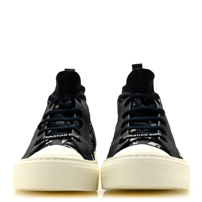 Christian Dior Technical Knit Calfskin Oblique Womens Walk'n Dior Mid Top Sneakers 41 Deep Blue 3 of 10