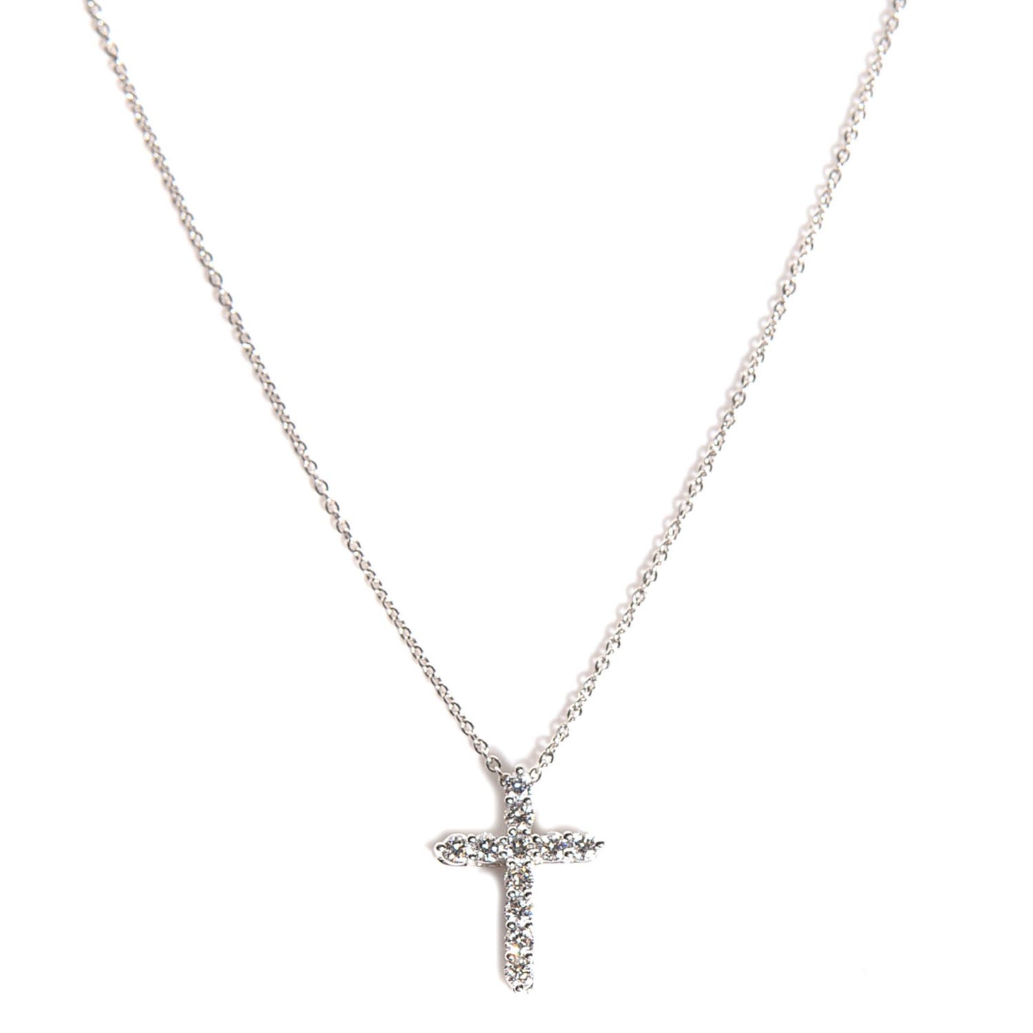 Platinum Diamond Small Cross Pendant Necklace