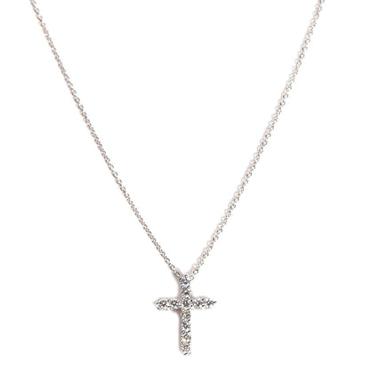 Tiffany Platinum Diamond Small Cross Pendant Necklace 1 of 7