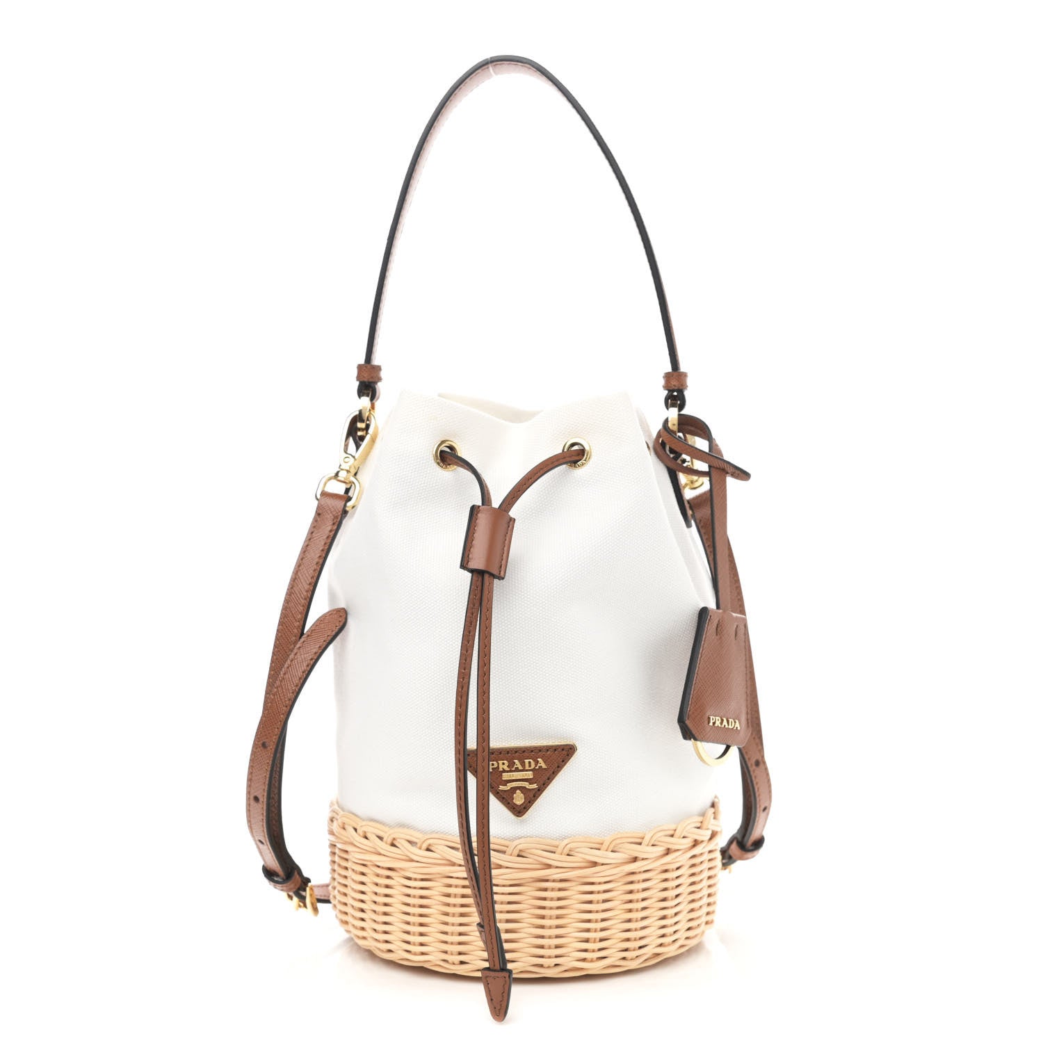 Prada Wicker Canvas Bucket Bag Naturale 1 of 11