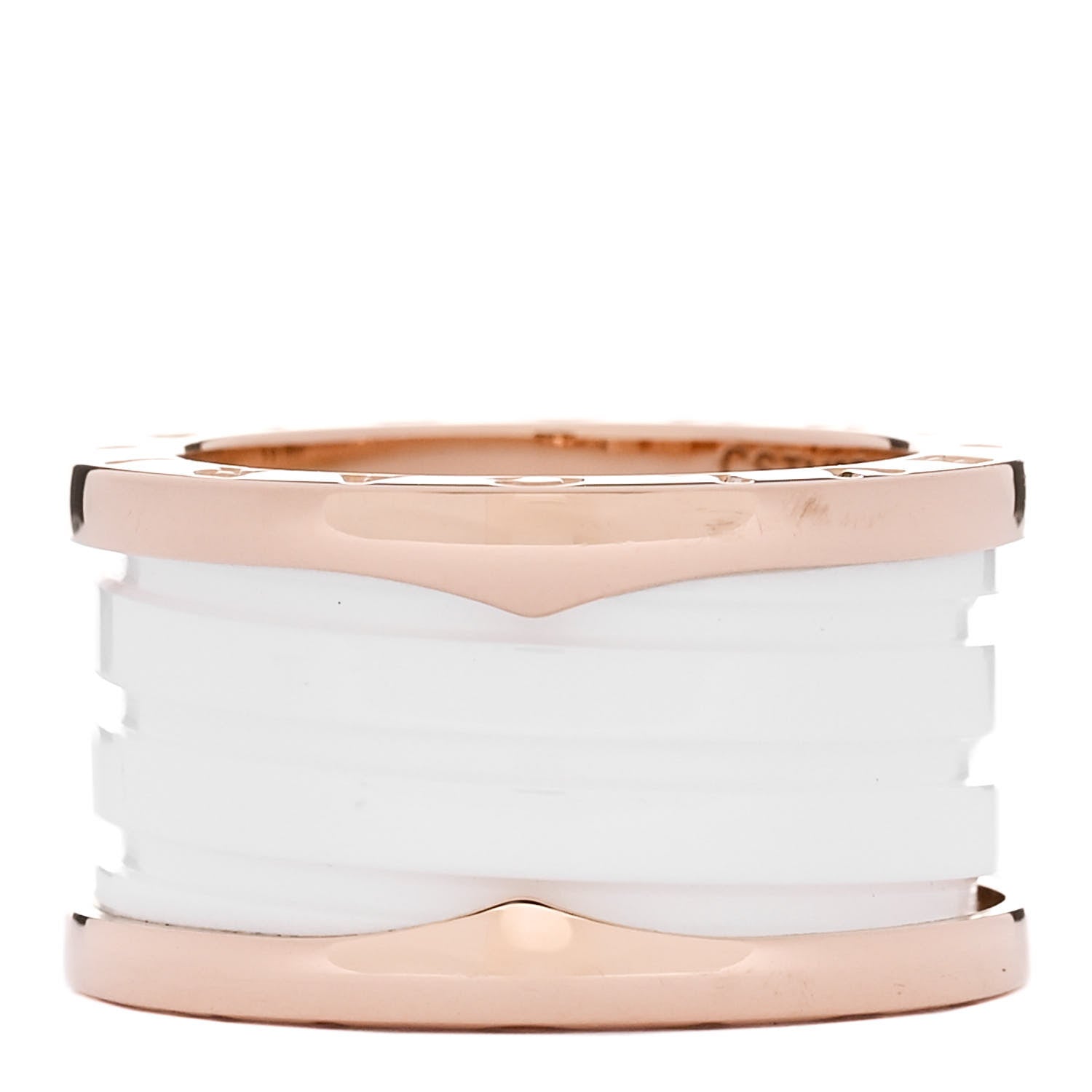 Bulgari 18K Rose Gold White Ceramic B.Zero1 Four-Band Ring 52 6 1 of 6