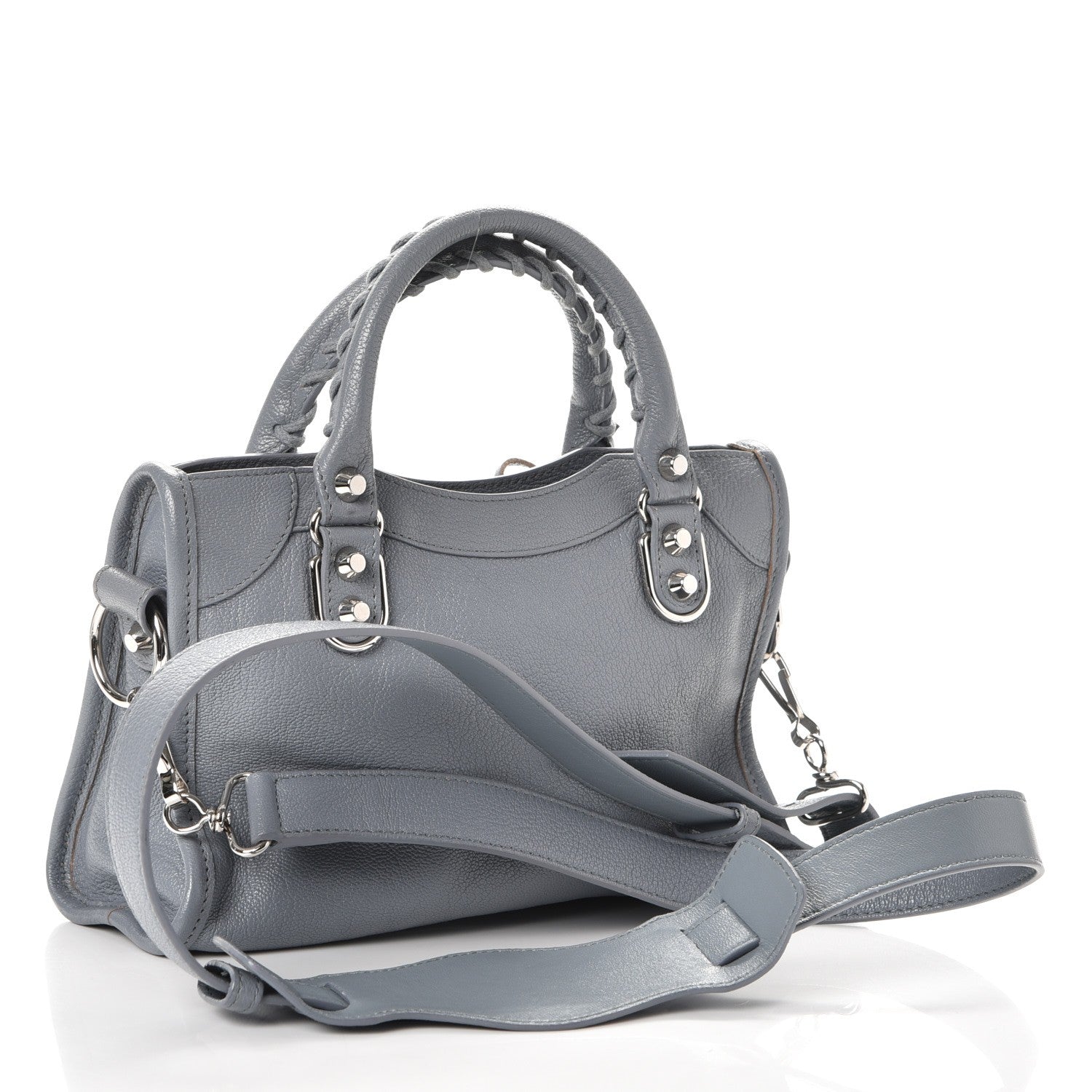 Balenciaga Chevre Silver Metallic Edge Hardware Mini City Bleu Acier 4 of 9